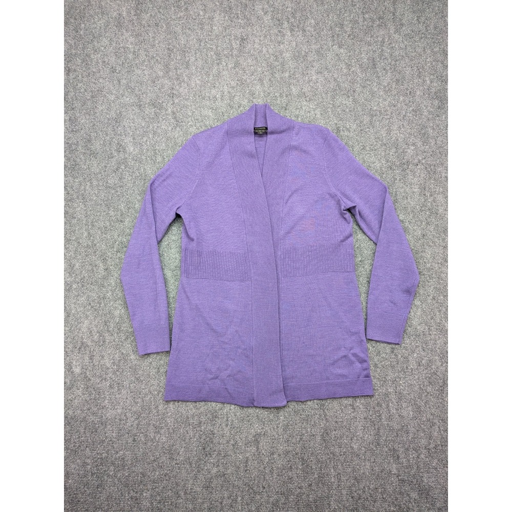 Talbots‎ Womens Cardigan Small Merino Wool Knit Open Front Purple Timeless Layer